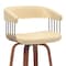 Armen Living Topanga 30.5in Swivel Walnut Wood Bar Stool in Cream Faux Leather with Golden Bronze Metal LCTOBAWACR30 - alternate 3