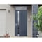 Vdomdoors Steel Door Cynex 6777 Grey Transom Window Stainless Inserts Single Modern Painted-W36xH80+16-Right- CYNEX6777EXD-GRE-W36 x H80+16-Right-hand Outswing - alternate 1