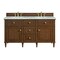 James Martin Vanities Lorelai 60in Double Vanity, Mid-Century Walnut w/ 3 CM Victorian Silver Silestone Top 424-V60D-WLT-FVSL - alternate 1