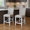 Homeroots Set of Two 25" Gray and White Velvet and Solid Wood Counter Height Bar Chairs, 2PK 573453 - alternate 2