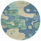 Homeroots 8' Teal Blue Ivory And Beige Round Abstract Washable Indoor Outdoor Area Rug 630611 - alternate 2