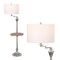 Jonathan Y Cora 60" Modern Metal LED Floor Lamp w/ Integrated Wood Side Table and Swing Arm, Chrome/Brown Wood JYL3055E - alternate 1