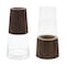 Homeroots Set of Two Brown And Clear Glass Tapered Table Vases With Wood, 2PK 632624 - alternate 1