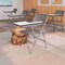 Flash Furniture Round Metal Tablet Arm Chair, Left Hand, Beige, Laminate, Grey HF-309AST-LFT-GG - alternate 3