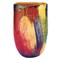 Homeroots 11" Red Purple And Yellow Abstract Oval Murano Glass Table Vase 375772 - alternate 1