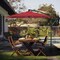 Simple Deluxe 10ft Offset Umbrella Cantilever Patio Hanging Umbrella Outdoor Market Umbrella with Crank and Cross LGBRLAOFFSET10RED - alternate 2