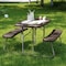 Flash Furniture Paige Easy-Fold Brown Folding Plastic Kids Outdoor Picnic Table and Benches - Commercial Grade RB-EBB-2432FD2-BR-GG - alternate 2