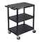 Luxor Utility Cart with Lipped Plastic Shelves, 300 lb Load Capacity, 3 Shelves, 24 in L, 18 in W STC222-B - alternate 3
