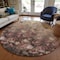 Homeroots 8' Taupe Brown And Pink Round Floral Washable Indoor Outdoor Area Rug 597065 - alternate 3