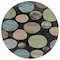 Homeroots 8' Black Fern Green And Teal Blue Round Geometric Washable Indoor Outdoor Area Rug 630557 - alternate 3