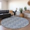 Homeroots 8' Navy Blue And Ivory Round Geometric Washable Indoor Outdoor Area Rug 595021 - alternate 3
