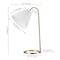 Jonathan Y Callie 22" Modern Glam Metal Arc Adjustable Head LED Table Lamp with Pleated Shade, Brass Gold/White JYL1147A - alternate 4