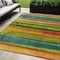 Homeroots 5' X 8' Green Teal Blue And Copper Striped Washable Indoor Outdoor Area Rug 631210 - alternate 1