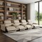 Homeroots 169" Beige Top Grain Leather Reclining Metal USB Sofa 720351 - alternate 4