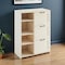 Homeroots 43" Antiqued White Distressed Wood Three Drawers Filing Cabinet 568319 - alternate 1