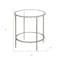 Homeroots 22" Nickel And Clear Glass And Steel Round End Table With Shelf 544215 - alternate 3