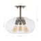 Jonathan Y Lina 13.75" 3-Light Modern Industrial Iron/Seeded Glass LED Semi Flush Mount, Nickel/Clear JYL7565A - alternate 2