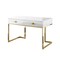 Homeroots 47" White and Gold Writing Desk With Two Drawers 543798 - alternate 3