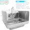 Amgood Stainless Steel Wall Mount Hand Sink with Sidesplash 12 in. x 12 in. SINK WHS-1212-5D-SS-Z - alternate 2