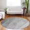 Homeroots 8' Gray Silver And Charcoal Round Ombre Washable Indoor Outdoor Area Rug 581806 - alternate 2