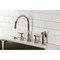 Kingston Brass Double-Handle Widespread Kitchen Faucet with Knurled Handle and Brass Sprayer, Polished Nickel KS8726KNLBS - alternate 2