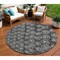 Homeroots 8' Black Gray And Ivory Round Geometric Washable Indoor Outdoor Area Rug 583326 - alternate 1