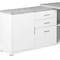 Homeroots 57" Gray and Silver L Shape Computer Desk With Three Drawers 333463 - alternate 2