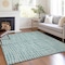 Homeroots 10' X 14' Teal Blue And Ivory Striped Washable Indoor Outdoor Area Rug 583467 - alternate 2