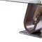 Homeroots 71" Clear Brown Silver Glass And Stainless Steel and Manufactured Wood Pedestal Base Dining Table 383827 - alternate 4