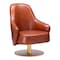 Homeroots 28" Brown And Gold Faux Leather And Faux Leather Swivel Arm Chair 556465 - alternate 2