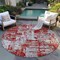 Homeroots 8' Red Gray And Ivory Round Abstract Washable Indoor Outdoor Area Rug 597994 - alternate 2