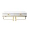 Homeroots 47" White And Gold Stainless Steel Coffee Table With Two Drawers 543871 - alternate 5