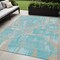 Homeroots 5' X 8' Teal Blue Aqua And Taupe Geometric Washable Indoor Outdoor Area Rug 589435 - alternate 1
