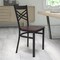 Flash Furniture Black ''X'' Back Metal Restaurant Chair, Walnut Wood Seat, PK2 2-XU-6FOBXBK-WALW-GG - alternate 2