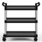 Amgood 42inx20in Utility/Bussing Cart, Three Shelves. Heavy-Duty Polypropylene, Black Shelves, Grey Posts AMG CART-PUC-4220-Z - alternate 2