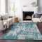 Homeroots 9' X 12' Teal Blue Gray And Ivory Abstract Washable Indoor Outdoor Area Rug 598002 - alternate 2
