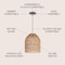 Jonathan Y Koda 13 in. 1-Light Farmhouse Coastal Bohemian Rattan 180 in. Cord Plug-In or Hardwired LED Pendant,  JYL1401A - alternate 4
