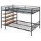 Homeroots Black Twin Over Full Industrial Metal Bunk Bed With Shelves 592811 - alternate 2