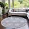 Homeroots 8' Gray And Silver Round Medallion Washable Indoor Outdoor Area Rug 587736 - alternate 3