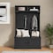 Flash Furniture Fraser 40" Wide Hall Tree with Double Door Storage Bench, Coat Rack with 4 Black Double Hooks, and 2 Upper Storage Cubbies in Black NAN-FY-HY-HT04-BLK-GG - alternate 1