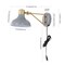 Jonathan Y Lynn 15 in. Swing Arm 1-Light Modern Midcentury Iron USB Charging Port LED Sconce, Grey/Brass Gold JYL1300C - alternate 2