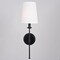 Vaxcel Camden 1 Light Matte Black Wall Sconce Fixture White Linen Fabric Shade, LED Compatible W0447 - alternate 3