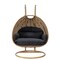 Leisuremod Mendoza Light Brown Wicker Hanging 2 person Egg Swing Chair with Dark Grey Cushions MSCLBR-53DGR - alternate 5