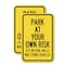 Signmission Park at Your Own Risk Fly or Foul Balls May Strike Vehi, 18'' X 24'', Heavy Gauge Aluminum, 2PK A-1824-2PACK-23482 - alternate 1