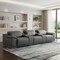 Homeroots 134" Dark Gray Italian Leather Reclining Metal USB Sofa 720296 - alternate 2