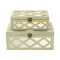 Homeroots Set of Two Blue And White Wood And Mirrored Glass Box With Lid, 2PK 489378 - alternate 2