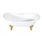 Kingston Brass 72" Cast Iron Oval Double Slipper Clawfoot Tub, 7" Faucet Drillings, White/Brushed Brass VCT7DS7231NL7 - alternate 1