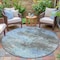 Homeroots 8' Taupe And Sky Blue Round Abstract Washable Indoor Outdoor Area Rug 630665 - alternate 2