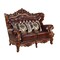 Homeroots 69in Brown And Walnut Top Grain Leather Curved Loveseat and Toss Pillows 515718 - alternate 2
