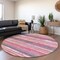 Homeroots 8' Pink Gray And Green Round Striped Washable Indoor Outdoor Area Rug 598916 - alternate 2